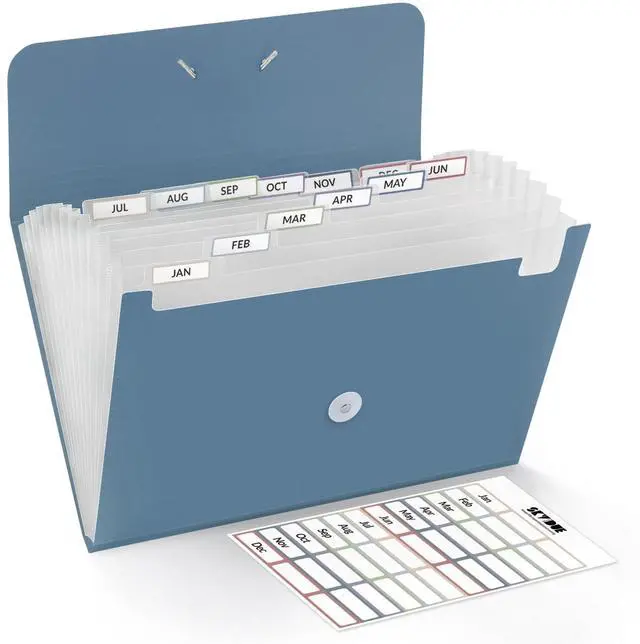 Main image of Expanding File Folde rwith 13 Pockets, Accordion File Organizer fits for A4/Letter Sized Paper, Accordion Folder with Labels - Document Receipt Organizer for Office, School, Home Blue