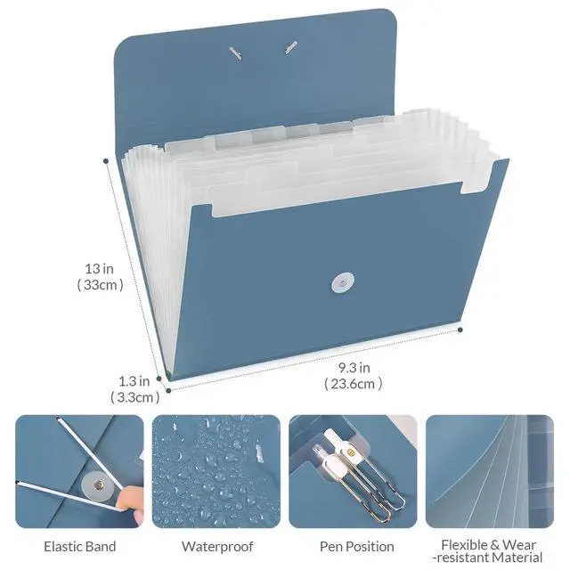 Alt view image 3 of 7 - Expanding File Folde rwith 13 Pockets, Accordion File Organizer fits for A4/Letter Sized Paper, Accordion Folder with Labels - Document Receipt Organizer for Office, School, Home Blue