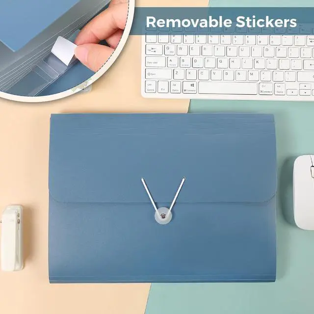 Alt view image 4 of 7 - Expanding File Folde rwith 13 Pockets, Accordion File Organizer fits for A4/Letter Sized Paper, Accordion Folder with Labels - Document Receipt Organizer for Office, School, Home Blue