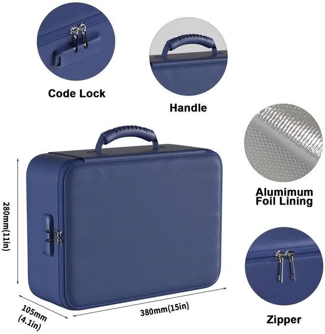 Alt view image 6 of 7 - 5200°F Document Organizer with Lock,Upgraded Heat Insulated FireproofWaterproof Box 8 Layers File Organizer,Portable Home Travel Safe Storage for Important Documents, Files,Blue (Soft)