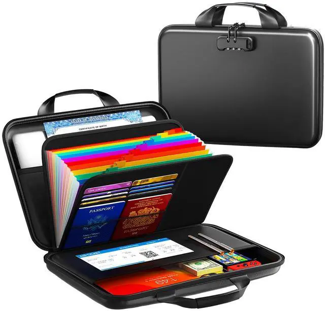 Main image of Document Organizer with Lock, Rigid EVA File Box with 13-Pocket Accordion Folder for Important Documents & Tablets under 11", Lightweight Safe Storage for Home, Office & Travel (Small Size)