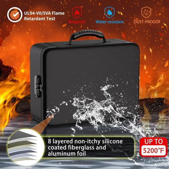 Alt view image 4 of 7 - File Organizer Bag with 13 Pocket Accordion File Folder, Fireproof Document Organizer with Lock& Labels,Multi-Layer Portable Home Travel Safe Storage Box for Important Documents,Files and More