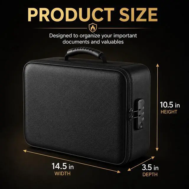 Alt view image 2 of 7 - Fireproof Document Box (Soft-Shell) with Lock, 5200°F Fireproof & Water-Resistant File Organizer for Important Documents, Certificates, Passport & 14" Laptop, Home Office Travel