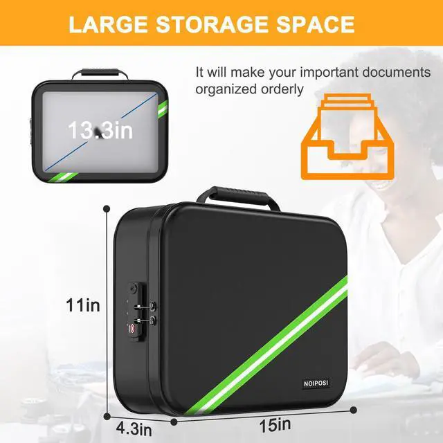 Alt view image 6 of 7 - Document Organizer with 5200 Heat Insulated,15.0"x11.0"x4.3" Water Resistant and Fireproof Document Box,Portable Home Travel Safe Storage Box for Important Documents,File