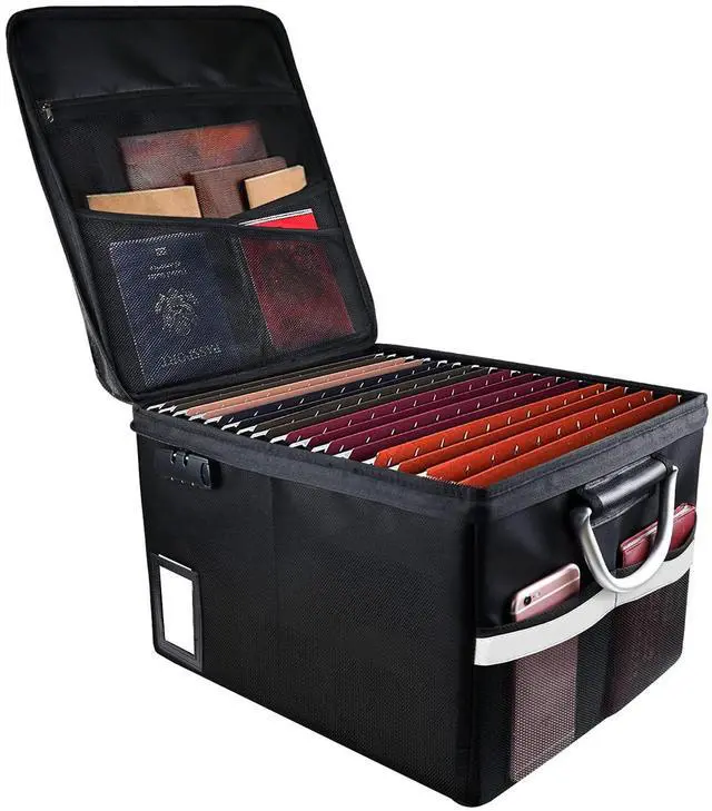 Main image of Fireproof Document Box, Fireproof File Box with Lids, Important Document Organizer Box with Lock, Portable File Folder Organizer with Handle