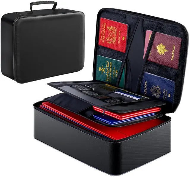 Main image of Document Bag with Lock,Fireproof 3-Layer File Storage Case with Water-Resistant Zipper,Document Safe Portable Travel Home Organizer Bag for Laptop,Home&Office,Certificates,Gifts for Him