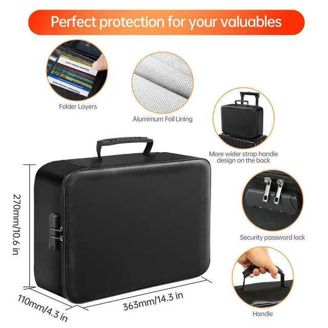 Alt view image 6 of 7 - Document Bag with Lock,Fireproof 3-Layer File Storage Case with Water-Resistant Zipper,Document Safe Portable Travel Home Organizer Bag for Laptop,Home&Office,Certificates,Gifts for Him