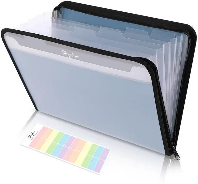 Main image of Document Organizer, Accordion Folder with Front Pocket, 7 Pocket Expanding File Folder, Letter Size, Important Document Folder with Double Zipper, School Office Supplies (Blue, 1 Pack)