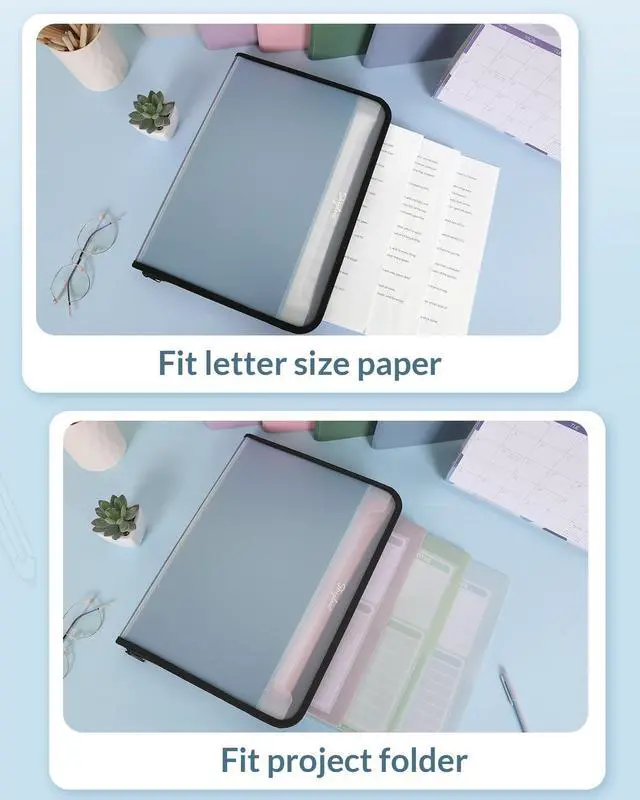Alt view image 3 of 7 - Document Organizer, Accordion Folder with Front Pocket, 7 Pocket Expanding File Folder, Letter Size, Important Document Folder with Double Zipper, School Office Supplies (Blue, 1 Pack)