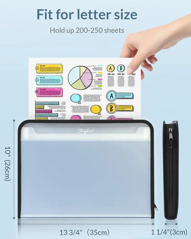 Alt view image 5 of 7 - Document Organizer, Accordion Folder with Front Pocket, 7 Pocket Expanding File Folder, Letter Size, Important Document Folder with Double Zipper, School Office Supplies (Blue, 1 Pack)