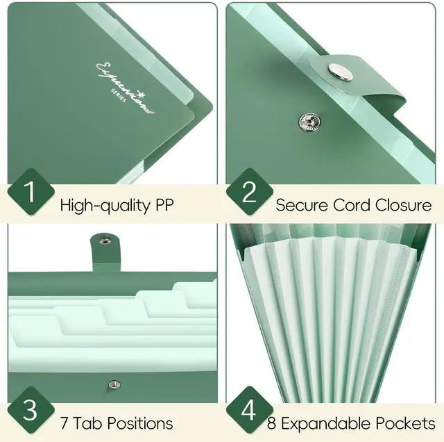 Alt view image 5 of 7 - Elegant Accordion File Organizer with Labels, 8 Pocket Expanding File Folder, Portable Folders for Documents, Cute Paper Organizer for School Office Supplies, Letter Size, Light Purple