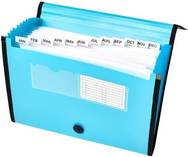 Alt view image 2 of 7 - Expanding File Folder Organizer, 13-Pocket Accordion File Organizer, Aqua, Holds 425 Letter/A4-Size Sheets (73554)