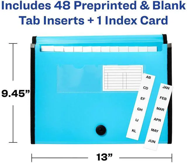 Alt view image 3 of 7 - Expanding File Folder Organizer, 13-Pocket Accordion File Organizer, Aqua, Holds 425 Letter/A4-Size Sheets (73554)