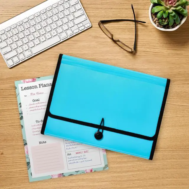 Alt view image 7 of 7 - Expanding File Folder Organizer, 13-Pocket Accordion File Organizer, Aqua, Holds 425 Letter/A4-Size Sheets (73554)