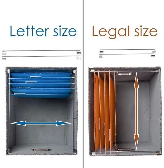 Alt view image 5 of 7 - File Organizer Box - Set of 1 Collapsible Decorative Linen Filing Storage Hanging File Folders with Lids Office Cabinet Letter/Legal Size Black (17x14x11.2 inch)