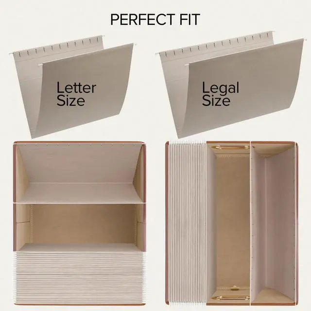 Alt view image 5 of 7 - Decorative File Organizer Box Set of 2 - Collapsible Linen Filing Cabinets with Handles Are Perfect to Store All Your Documents & Hanging File Folders - Portable Easy Slide Office Crates with Lid