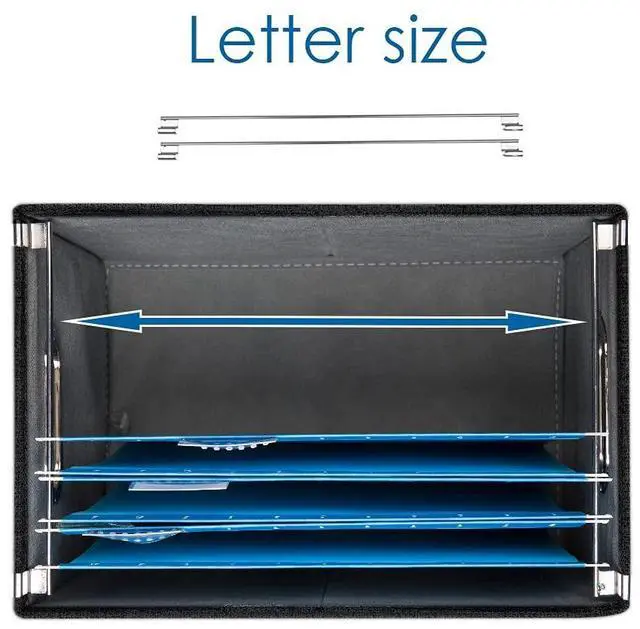 Alt view image 6 of 7 - File Organizer Box - Set of 1 Collapsible Decorative Linen Filing Storage Hanging File Folders with Lids Office Cabinet Letter Size Black (14x9.3x10.8 inch)