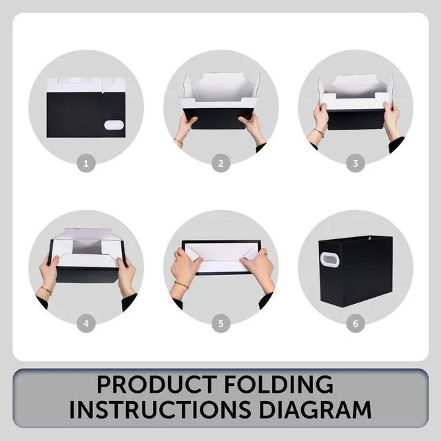 Alt view image 4 of 7 - Collapsible File Organizer Box with Handle Cardboard Hanging File Folder Storage Crate for Desk, Office, School, or Home Colorful Portable Filing Box, Document Organizer, Magazine Holder