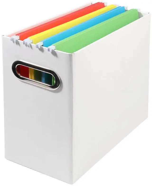 Main image of Collapsible File Organizer Box with Handle, Filing Organizer for Home or Office, Small Portable File Box(1 Pack, White)