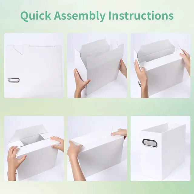 Alt view image 5 of 6 - Collapsible File Organizer Box with Handle, Filing Organizer for Home or Office, Small Portable File Box(1 Pack, White)
