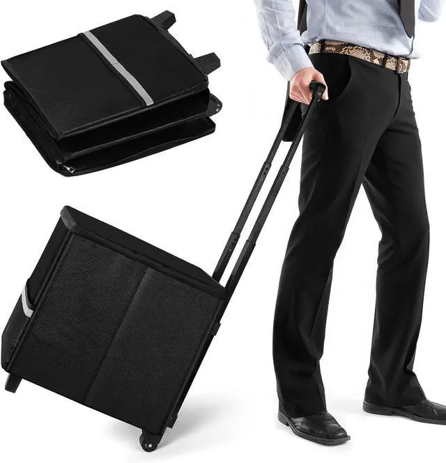 Alt view image 2 of 7 - Fireproof File Box with Wheels, Collapsible Rolling Fireproof Document Bag with Lock, Fireproof Box with Handle & Casters, Mobile Fireproof Document Storage for Legal/Letter Size Files
