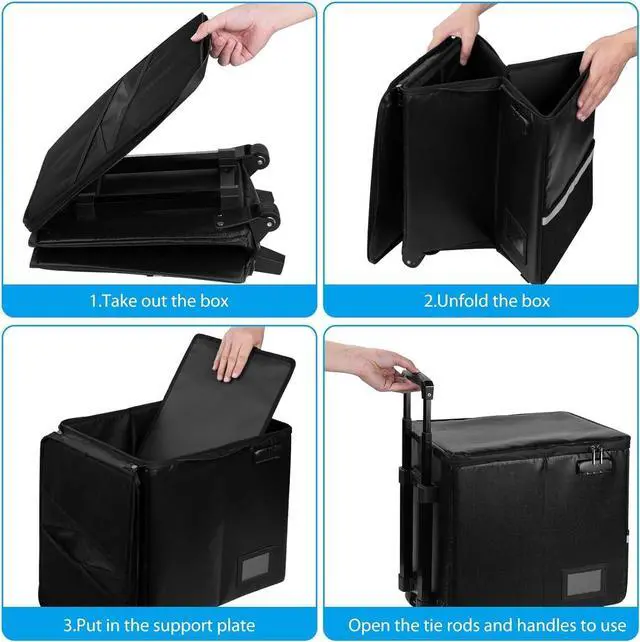 Alt view image 3 of 7 - Fireproof File Box with Wheels, Collapsible Rolling Fireproof Document Bag with Lock, Fireproof Box with Handle & Casters, Mobile Fireproof Document Storage for Legal/Letter Size Files