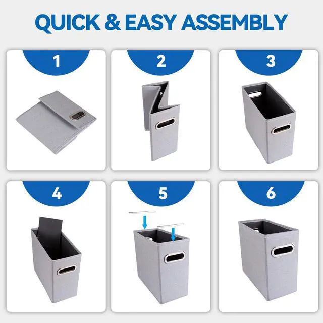 Alt view image 6 of 7 - 4 Packs Letter Size File Organizer, File Folders Organizer, Fabric Storage Box, Collapsible Paper Organizer with Metal Handle, Smooth PVC Rails, Only Box (Black)