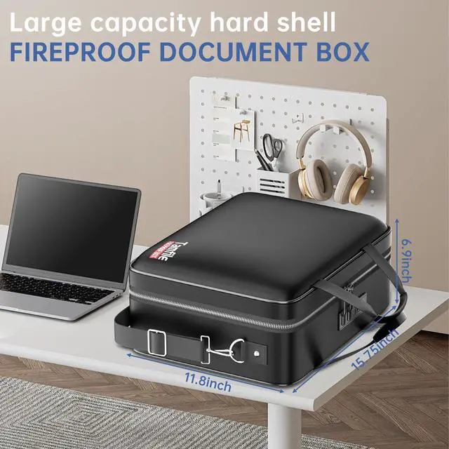 Alt view image 5 of 7 - Fireproof Document Box with Lock, Hard Case Fireproof Water Resistant File Organizer with 24 Colorful Pockets, Fire Safe Box for Important Documents, Valuables, Laptop, Passports (Black)