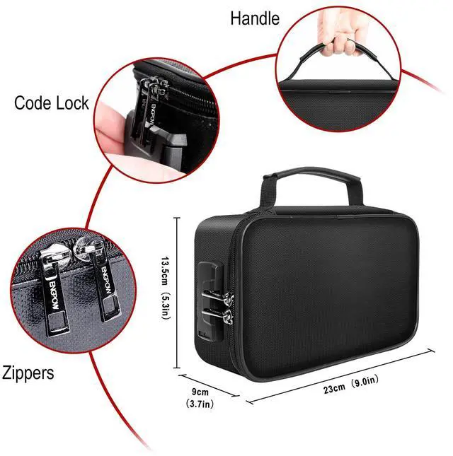 Alt view image 5 of 7 - Small Fireproof Storage Organizer Case with Lock(9x 5.3x 3.7), 3-Layer Soft Money Safe Coin Organizer Wallet Bag for Cash,Card,Passport,Check,Bill,Travel Home Organizer Carrying Case,Black