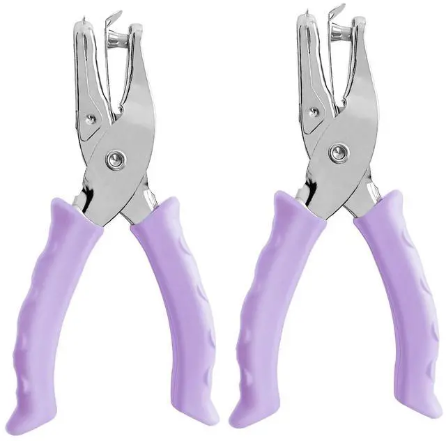 Main image of Single Hole Punch Paper Hole Puncher for Crafts, Hole Punch for Kids and Adults, Hole Punchs with Purple Soft Grip Handle, Handheld Circle Punch for Paper Crafts in Home, Office, Classroom, 2 Pack