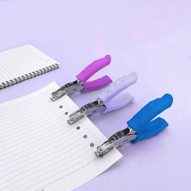 Alt view image 6 of 7 - Single Hole Punch Paper Hole Puncher for Crafts, Hole Punch for Kids and Adults, Hole Punchs with Purple Soft Grip Handle, Handheld Circle Punch for Paper Crafts in Home, Office, Classroom, 2 Pack