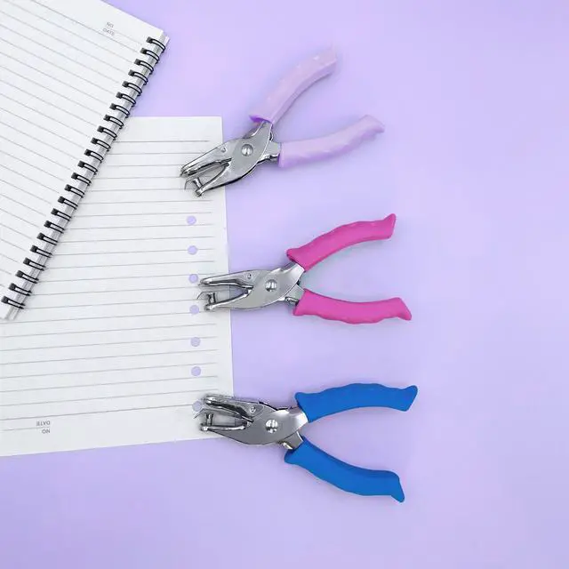 Alt view image 7 of 7 - Single Hole Punch Paper Hole Puncher for Crafts, Hole Punch for Kids and Adults, Hole Punchs with Purple Soft Grip Handle, Handheld Circle Punch for Paper Crafts in Home, Office, Classroom, 2 Pack