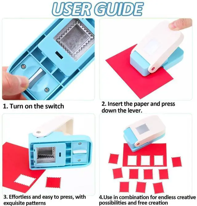 Alt view image 5 of 6 - 1X0.8inch Rectangular Postage Stamp Puncher, Rectangle Lever Action Stamp Punch for Paper Crafting Scrapbooking, DIY Card Making Arts Crafts Supplies