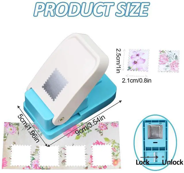 Alt view image 6 of 6 - 1X0.8inch Rectangular Postage Stamp Puncher, Rectangle Lever Action Stamp Punch for Paper Crafting Scrapbooking, DIY Card Making Arts Crafts Supplies