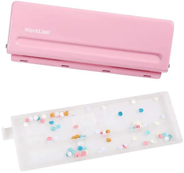 Alt view image 3 of 6 - Adjustable 6 Hole Punch: Metal Six Hole Puncher for Planners and 6-Ring Binders with 6 Sheet Capacity for A4 / A5 / A6 / Personal/Pocket Size (Pink)