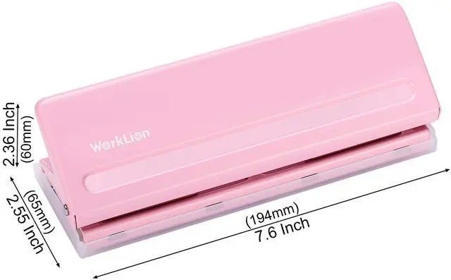 Alt view image 5 of 6 - Adjustable 6 Hole Punch: Metal Six Hole Puncher for Planners and 6-Ring Binders with 6 Sheet Capacity for A4 / A5 / A6 / Personal/Pocket Size (Pink)