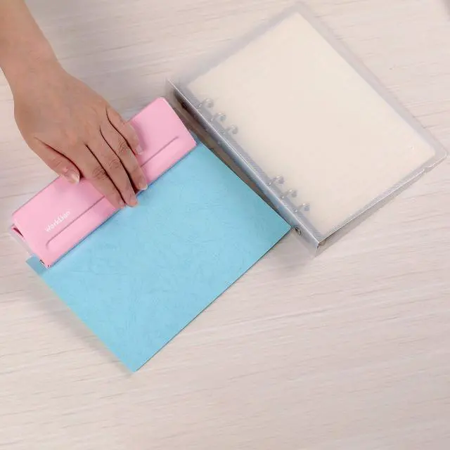 Alt view image 6 of 6 - Adjustable 6 Hole Punch: Metal Six Hole Puncher for Planners and 6-Ring Binders with 6 Sheet Capacity for A4 / A5 / A6 / Personal/Pocket Size (Pink)