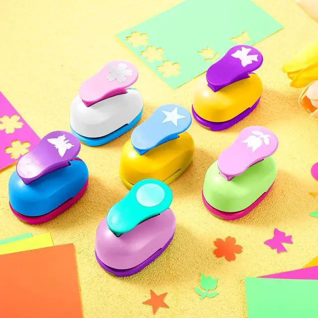 Alt view image 4 of 7 - 16 Pcs Craft Hole Punch, Paper Punchers for Scrapbooking with 6 Shapes,10 Sheets Cardstock Paper, Kids Supplies for DIY, Card Making, Gift Wrapping(Fresh Style,1 Inch)