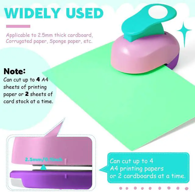 Alt view image 5 of 7 - 16 Pcs Craft Hole Punch, Paper Punchers for Scrapbooking with 6 Shapes,10 Sheets Cardstock Paper, Kids Supplies for DIY, Card Making, Gift Wrapping(Fresh Style,1 Inch)