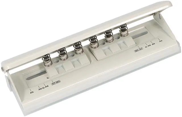 Main image of Metal Adjustable 6 Hole Punch for A5 A6 A7 Binders/Planners, Paper Hole Puncher 6 Ring with Guide Rule, 6 Sheet Capacity, Heavy Duty 6 Hole Punch for Binder/Agenda/Notebook/Bookbinding DIY (Off White)