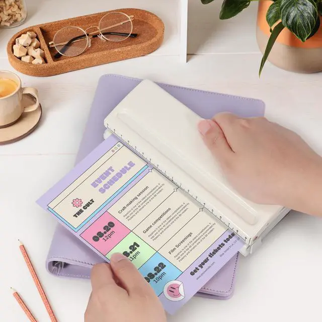 Alt view image 7 of 7 - Metal Adjustable 6 Hole Punch for A5 A6 A7 Binders/Planners, Paper Hole Puncher 6 Ring with Guide Rule, 6 Sheet Capacity, Heavy Duty 6 Hole Punch for Binder/Agenda/Notebook/Bookbinding DIY (Off White)