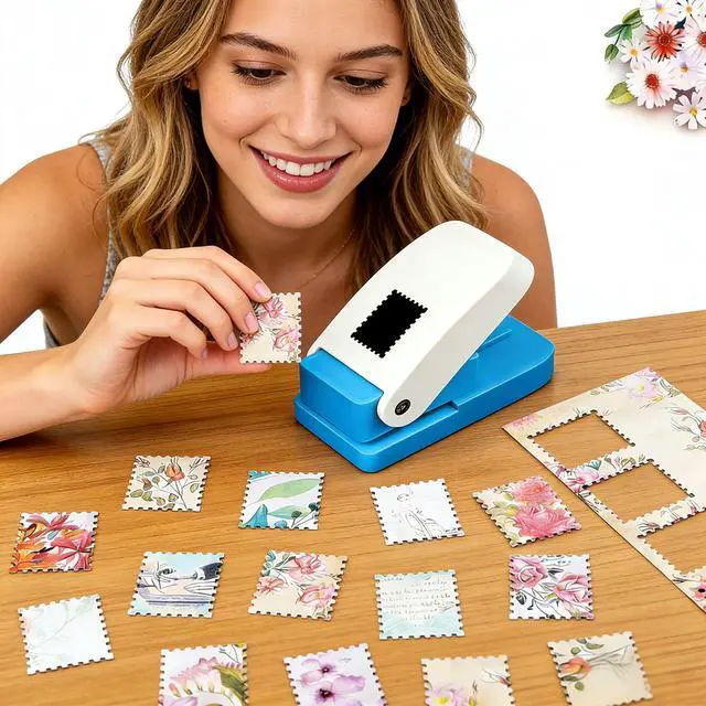 Alt view image 3 of 7 - Rectangular Postage Stamp Punch Cutter, 1 x 0.8 Inch Stamp Puncher for Scrapbook Pages, Greeting Card Making and DIY Craft Projects