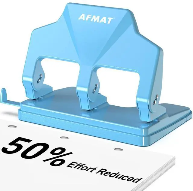 Main image of 3 Hole Punch Heavy Duty, 40-Sheet Three Hole Punch, 50% Reduced Effort, 3 Hole Puncher for Binder w/Large Chip Tray, 9/32" Holes Diameter, Metal Paper Puncher for Home/Office/School, HP14(Cyan)