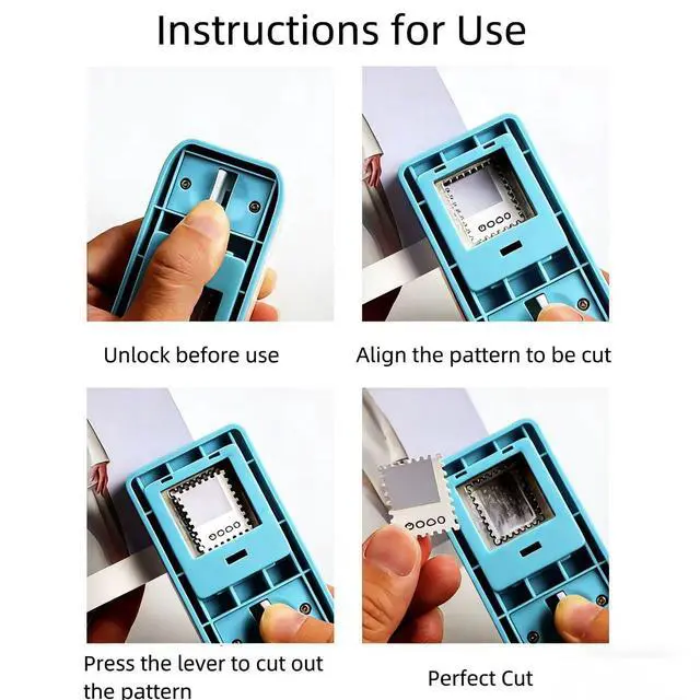 Alt view image 6 of 7 - Rectangular Postage Stamp Punch Cutter, 1 x 0.8 Inch Stamp Puncher for Scrapbook Pages, Greeting Card Making and DIY Craft Projects