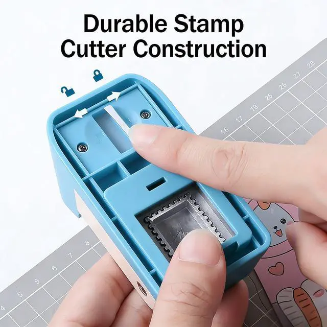 Alt view image 5 of 7 - Rectangular Postage Stamp Punch Cutter, 1 x 0.8 Inch Stamp Puncher for Scrapbook Pages, Greeting Card Making and DIY Craft Projects