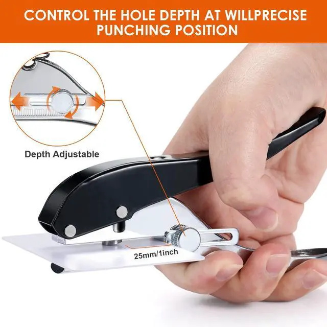 Alt view image 3 of 7 - Hole Punch 3/8 inch-10mm Single Hole Punch,Heavy Duty Hole Puncher Single,Paper Punch Portable Hand Held Long Hole Puncher for Paper Cards Plastic Cardboard
