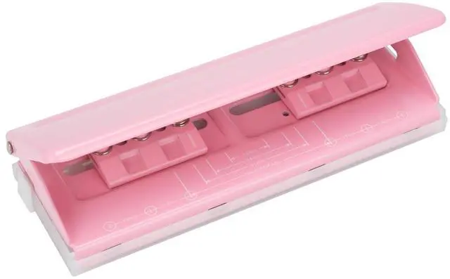 Alt view image 3 of 7 - Adjustable 6-Hole Punch - Metal Hole Puncher for A4/A5/A6, Personal & Pocket Planners - 6-Ring Binder Puncher 6-Sheet Capacity, Non-Slip Base, with Ruler & Hole Guide (Pink)