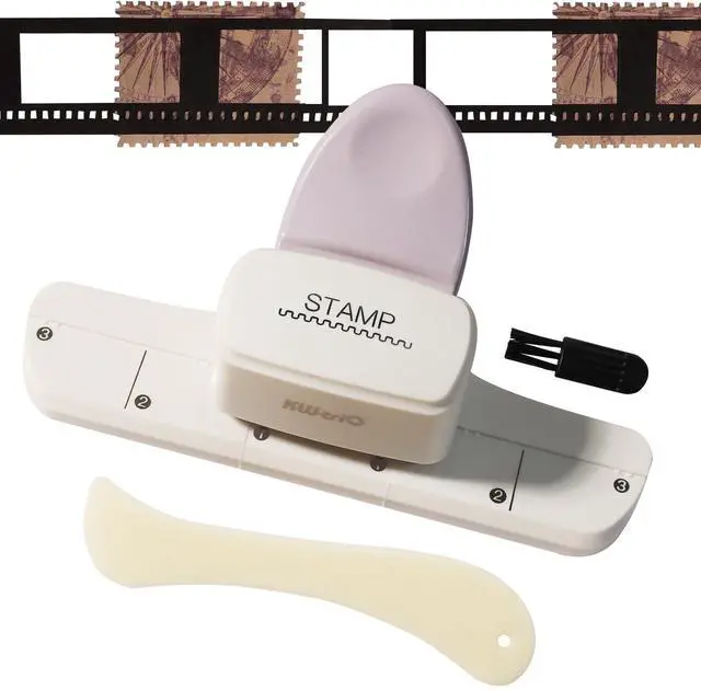 Main image of Postage Stamp Border Puncher with Scrapbooking Paper Folder Tool Card Making Supplies Kits Film Strips Cutter Hole Punch Crafting Journaling Scrapbook Materials Junk Journal DIY Kit