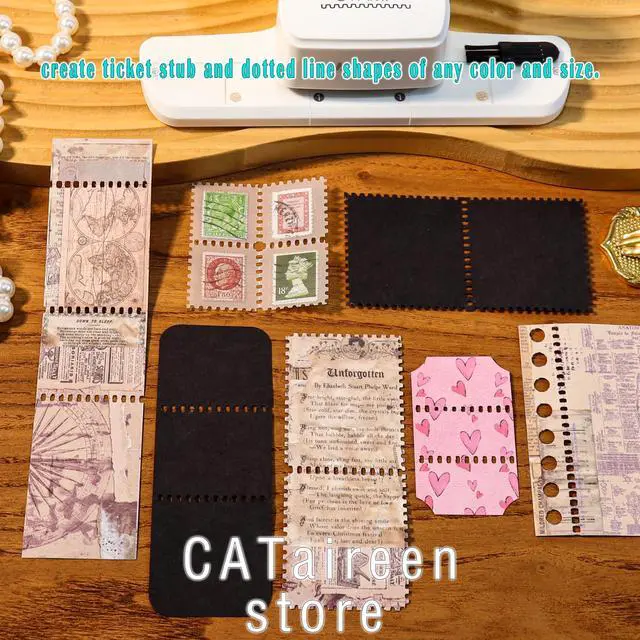 Alt view image 7 of 7 - Postage Stamp Border Puncher with Scrapbooking Paper Folder Tool Card Making Supplies Kits Film Strips Cutter Hole Punch Crafting Journaling Scrapbook Materials Junk Journal DIY Kit