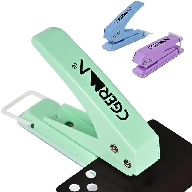 Main image of Single Hole Puncher, 3 Pack 1/4" Hole, 50% Labor Savings, Heavy Duty Metal Punch, 15 Sheet Capacity, for ID Cards, Chipboard, Art Project, Crafts Easy Punching,